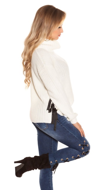 Trendy XL Collar knit jumper White